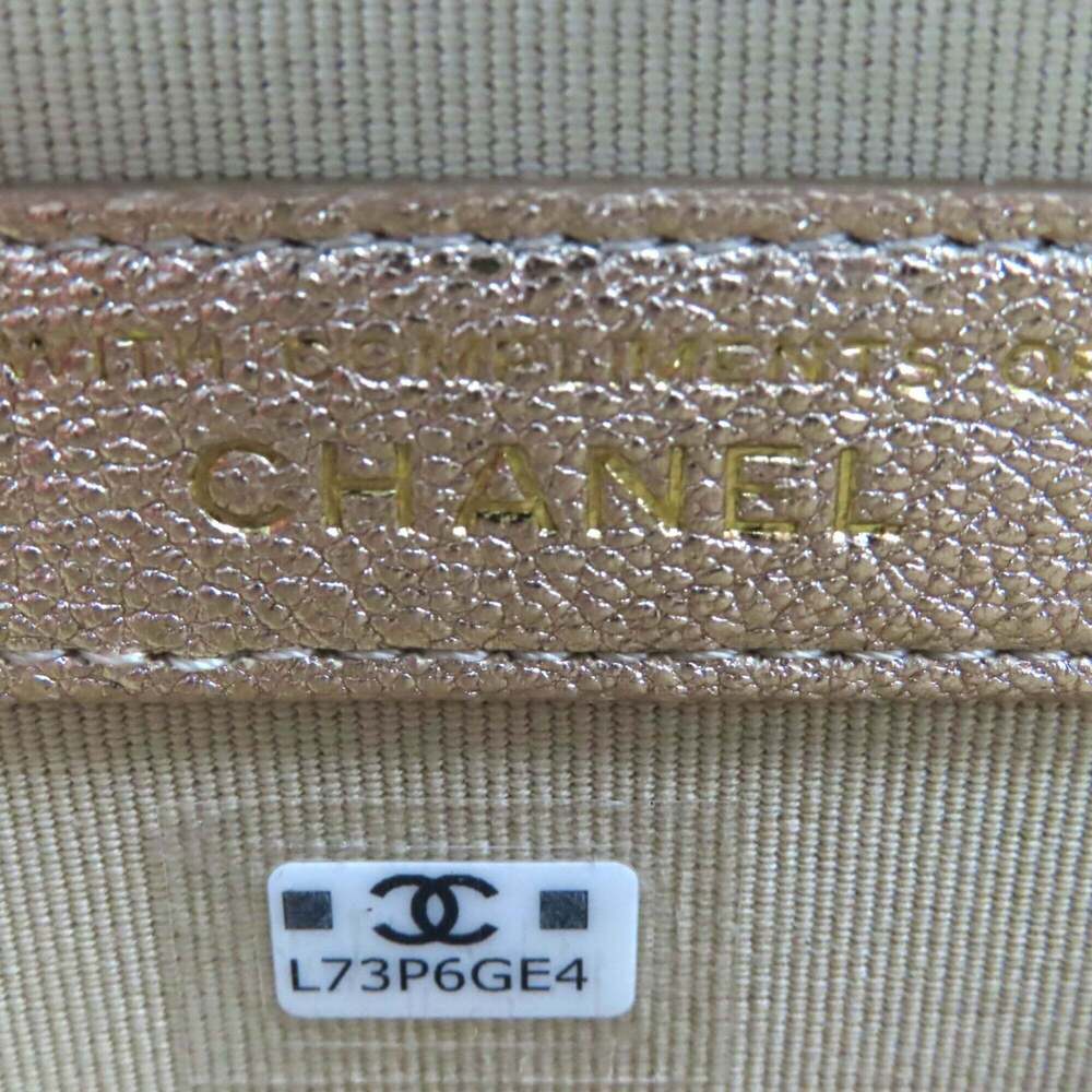 CHANEL Gold Lambskin Leather Logo Wallet - Picture 15 of 16